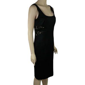 David Meister NWT Black Side & Back Lace Sheath Dress LBD 6